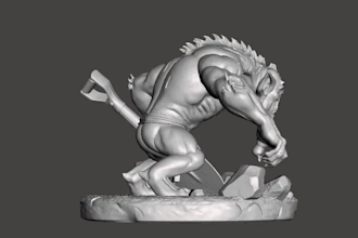 sculpt brute character,stylized monster,collectible figurine,statues for print