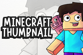 draw custom minecraft youtube thumbnail
