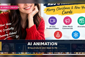 do merry christmas new year card ai ugc product videos ads animation