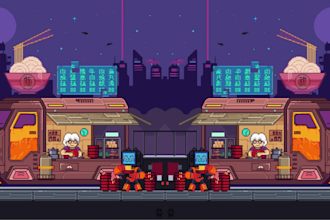 draw pixel art game background, environments and scenes for your game