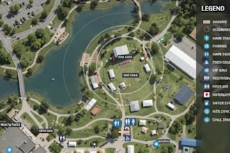design event map, festival map, venue map, wayfinding map, visitor map, site map