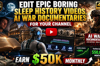 edit epic boring sleep history videos,ai war documentaries for youtube channel