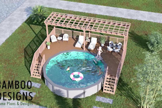 design DIY above ground pool deck plans for permit and construction