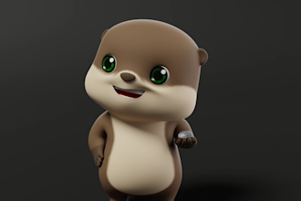 create a cute 3d animal character model for your mascot