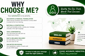 translate english to hindi, kannada, and vice versa manually
