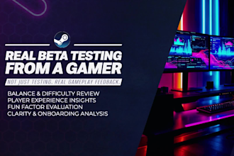 qa and beta test your game with UI UX and detailed feedback