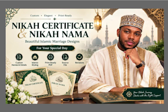 design an elegant islamic nikah certificate and nikah nama
