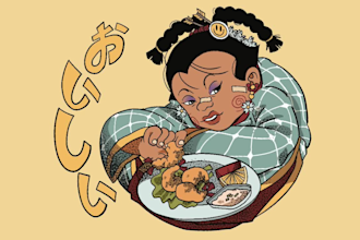 draw retro japanese style illustration