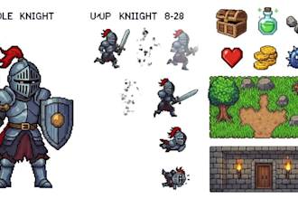 design pixel art character sprite and game assets