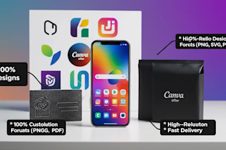 design modern canva logo and brand kit with editable files