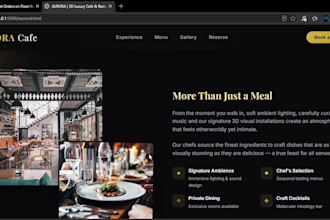 design a luxury 3d restaurant cafe website with animations