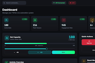build advanced tiktok api bot, instagram api bot, live streaming bot, twitch bot