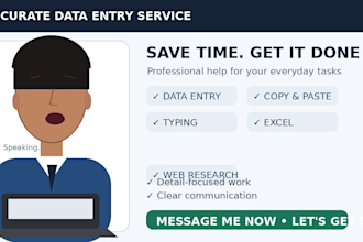 accurate data entry , copy paste , typing and excel tasks