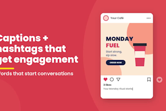write instagram and facebook captions, posts and hashtags
