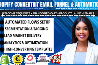 design shopify convertkit email funnels welcome sequence product launch template