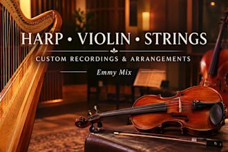 record harp, violin, strings part for your cinematic music