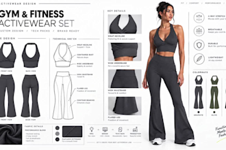do activewear tech pack fashion designer sportswear design clothing tech pack