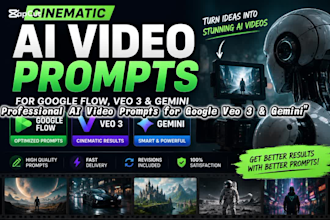 create ai video prompts for google flow, veo 3 and gemini