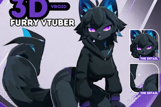 create vrchat avatar, furry avatar, animal modeling and 3d furry, live 2d vtuber