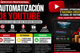 crearé un canal de youtube automatizado tipo cash cow para ti