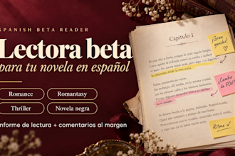 beta read your spanish romance, romantasy or thriller novel