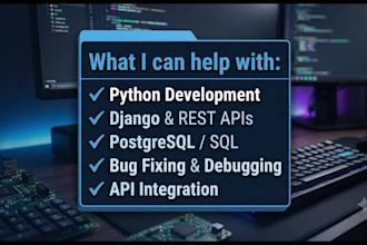 develop python scripts, django web apps and rest apis