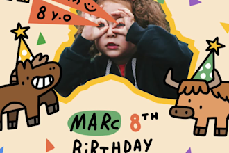 create hand drawn custom birthday invitation for kids