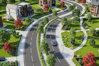 create 3d estate  layout and road visualization for residential development
