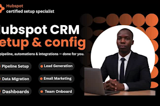 set up and configure hubspot CRM, deals, pipeline, automation