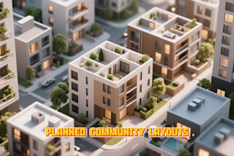 render 3d exterior apartment complex community lot townhouse townhome site plan