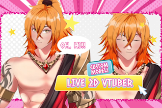 create a custom male vtuber live2d model with anime style design