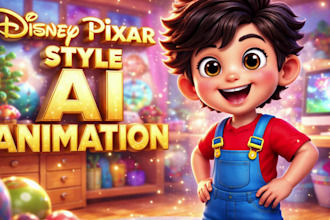 create disney pixar style ai animation, 3d pixar style, ai video art, 2d cartoon