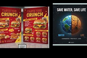 flyers, brochures, posters, and menus