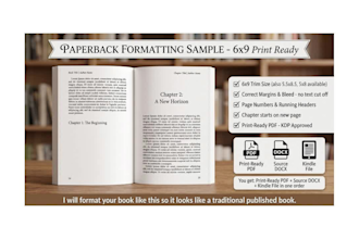 format your book for KDP, ebook and paperback publishing