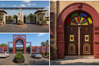 design your 3d main gate, boundary wall and front elevation