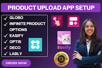 setup product upload globo infinite product options  easify optis deco lably