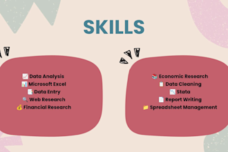 do data analysis, excel data entry, and economic research