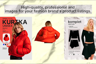 create product cards that will feature your items worn by models and I will desi