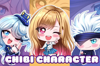 make chibi style sticker illustration in live2d model  vtuber, 3d cute model