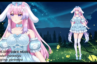 draw and rig 2d vtuber design, live2d rigging, anime vtuber model