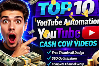 create top 10 cash cow faceless videos and cash cow youtube automation channel