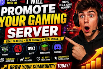 minecraft server promotion, discord server, fivem ads, rust, dayz server
