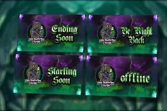 design custom animated twitch steam overlay, twitch logo, kick, panels