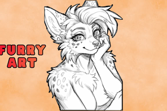 draw cute furry oc, fursona, anthro and furry pfp art