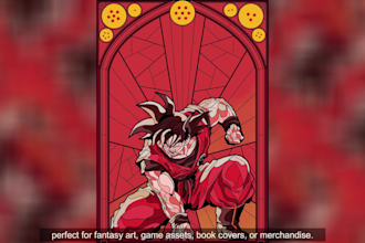 draw custom stained glass illustrations for prints and bookmarks