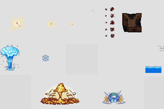 create pixel vfx animation, skill icon, particle effect,  ui, spell animation