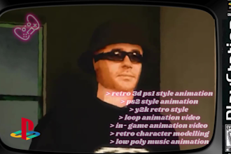 create low poly ps1 ps2 psx retro 3d game assets, game trailers, youtube intro