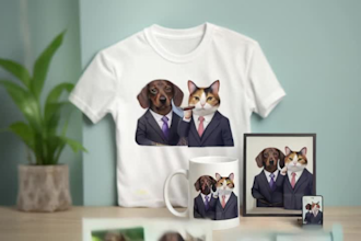 create funny pet boss portrait png custom animal character