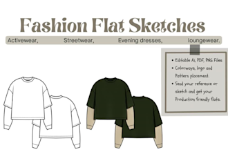 design professional fashion technical sketches