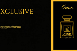 design luxury perfume logo, label and 3d packaging